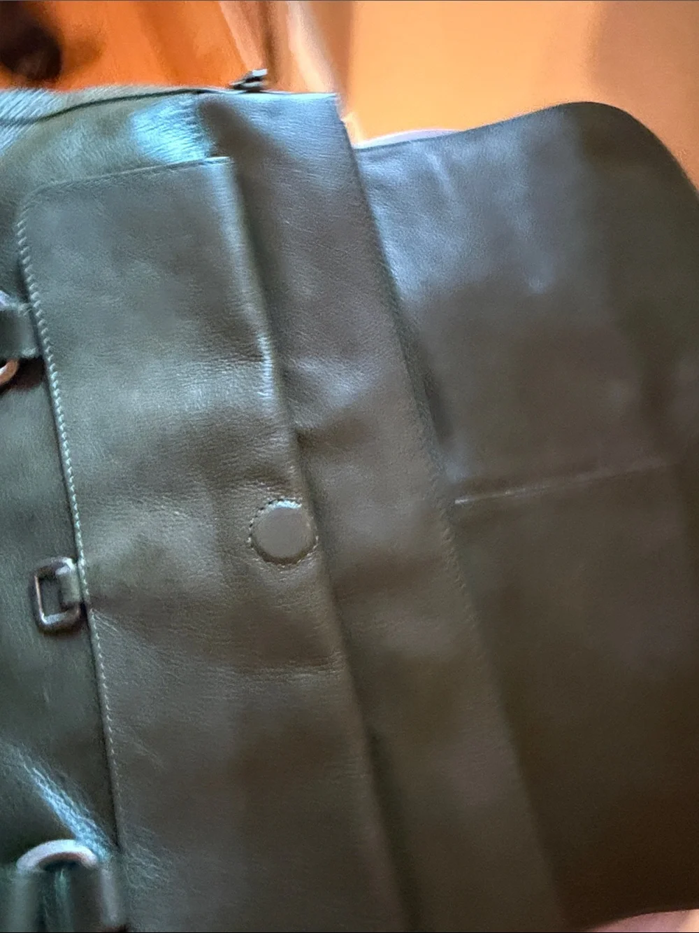 RADLEY LONDON Dark Green Leather Messenger Bag with Buckle Straps